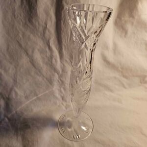 Vintage Etched Elegant Clear Crystal Vase